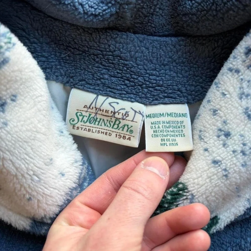 Vintage St. John's Bay blue cottage button up fleece, cottage core, retro - Picture 4 of 8